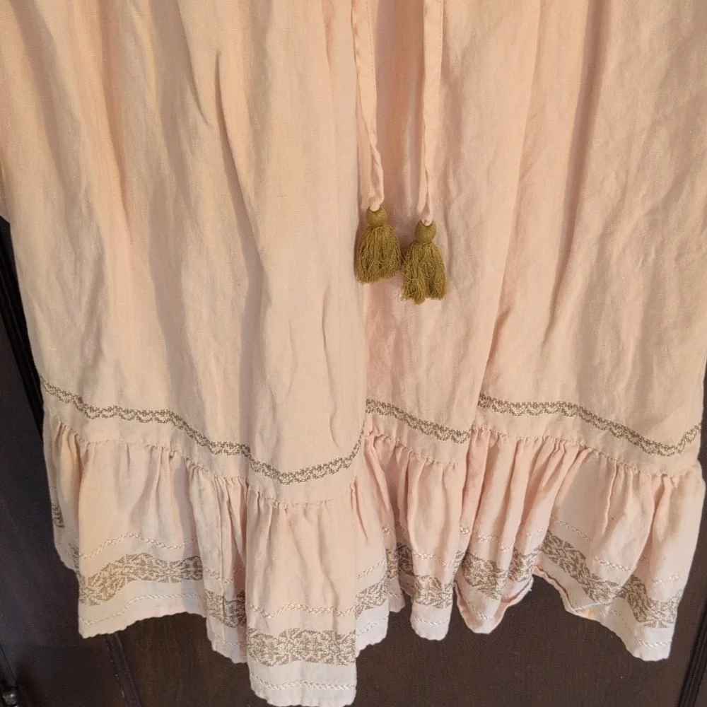 Roller Rabbit Scoop Neck Dress w/ 3/4 Sleeves.  Size Medium Light Pink Boho